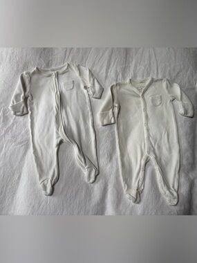 Two Baby Mori White Baby Footed Sleepers